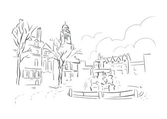 Leicester United Kingdom Europe vector sketch city illustration line art