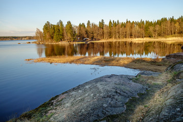 The nature of Karelia, autumn view of the Gulf of Finland