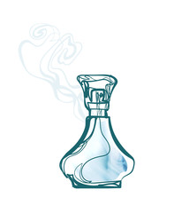 perfume line art sketch outline isolated design element cosmetics vector