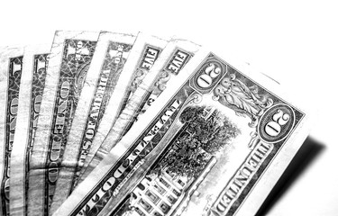 american dollars on white background