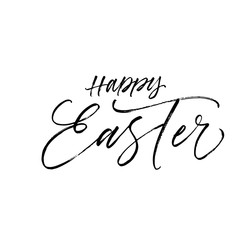 Happy Easter postcard. Hand drawn brush style modern calligraphy. Vector illustration of handwritten lettering. 