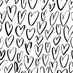Seamless pattern with hearts. Simple vector geometric texture. Modern monochrome texture. 
