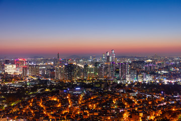 View of Seoul City at twilight South Korea