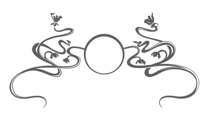 Art Nouveau Retro Ornament Floral And Round Frame