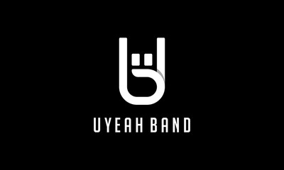 initial letter U and B with rock hand logo design template