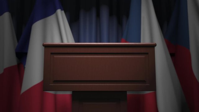 Many flags of the Czech Republic and France, 3D animation