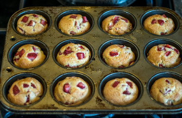 tin of muffins