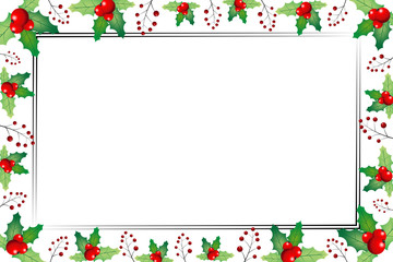 Christmas frame with mistletoe berries