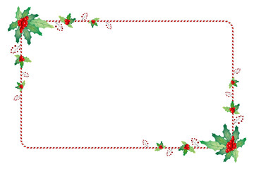 Christmas frame with mistletoe berries