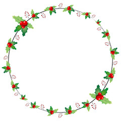 Christmas frame with mistletoe berries