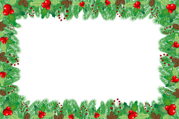Christmas frame with mistletoe berries