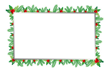 Christmas frame with mistletoe berries