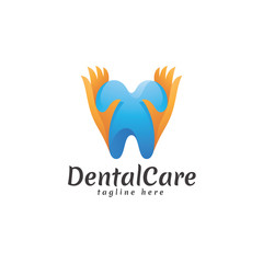 Modern Dental Dentist Teeth Tooth and Care Hand Logo Icon