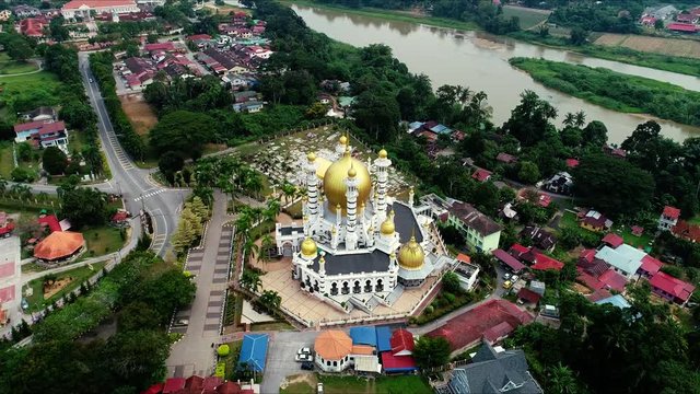 Aerial view of a public mosque, known as Ubudiah Mosque located in Kuala Kangsar,Perak,Malaysia.The mosque was built at the royal command of Sultan Idris Murshidul Azam Shah, Sultan Perak(1887 &ndash; 1916)