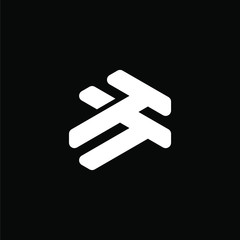 Initial letter double T logo template with monogram line art simplicity in flat design illustration