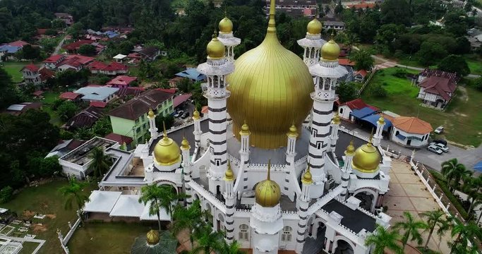 Aerial view of a public mosque, known as Ubudiah Mosque located in Kuala Kangsar,Perak,Malaysia.The mosque was built at the royal command of Sultan Idris Murshidul Azam Shah, Sultan Perak(1887 &ndash; 1916)