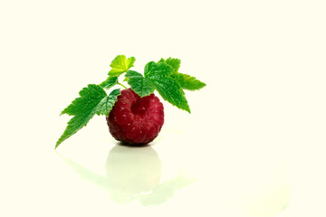 raspberry berries, close-up isolated on a white background.