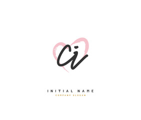 C I CI Beauty vector initial logo, handwriting logo of initial signature, wedding, fashion, jewerly, boutique, floral and botanical with creative template for any company or business.