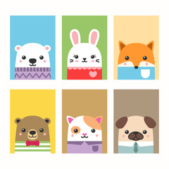 Cue animals wearing clothes card invitation