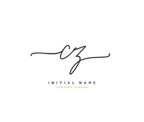 C Z CZ Beauty vector initial logo, handwriting logo of initial signature, wedding, fashion, jewerly, boutique, floral and botanical with creative template for any company or business.