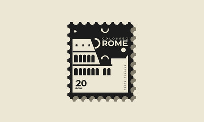 Postage stamps design of Italy in black version