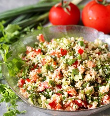 Couscous and herb salad. Israeli Couscous Tabbouleh Salad