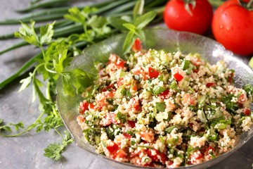 Couscous and herb salad. Israeli Couscous Tabbouleh Salad