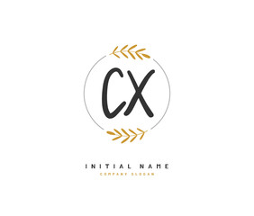 C X CX Beauty vector initial logo, handwriting logo of initial signature, wedding, fashion, jewerly, boutique, floral and botanical with creative template for any company or business.