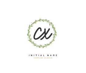 C X CX Beauty vector initial logo, handwriting logo of initial signature, wedding, fashion, jewerly, boutique, floral and botanical with creative template for any company or business.