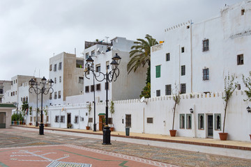 View of the historical buildings on the Riad Lfeddan square in center of Tetouan (Northern Morocco).