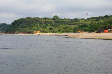 Beautiful view of the Baltic Sea coast with the sandy beach.