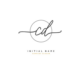 C D CD Beauty vector initial logo, handwriting logo of initial signature, wedding, fashion, jewerly, boutique, floral and botanical with creative template for any company or business.