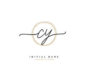 C Y CY Beauty vector initial logo, handwriting logo of initial signature, wedding, fashion, jewerly, boutique, floral and botanical with creative template for any company or business.