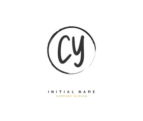 Fototapeta premium C Y CY Beauty vector initial logo, handwriting logo of initial signature, wedding, fashion, jewerly, boutique, floral and botanical with creative template for any company or business.