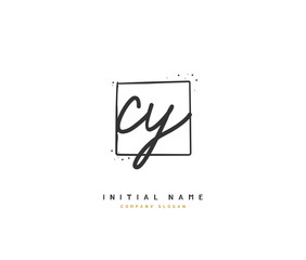 C Y CY Beauty vector initial logo, handwriting logo of initial signature, wedding, fashion, jewerly, boutique, floral and botanical with creative template for any company or business.