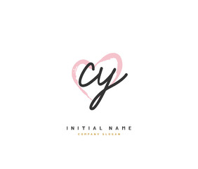 C Y CY Beauty vector initial logo, handwriting logo of initial signature, wedding, fashion, jewerly, boutique, floral and botanical with creative template for any company or business.