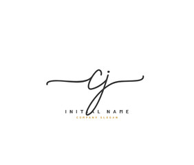 C J CJ Beauty vector initial logo, handwriting logo of initial signature, wedding, fashion, jewerly, boutique, floral and botanical with creative template for any company or business.
