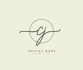 C J CJ Beauty vector initial logo, handwriting logo of initial signature, wedding, fashion, jewerly, boutique, floral and botanical with creative template for any company or business.