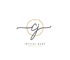 C J CJ Beauty vector initial logo, handwriting logo of initial signature, wedding, fashion, jewerly, boutique, floral and botanical with creative template for any company or business.