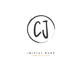 C J CJ Beauty vector initial logo, handwriting logo of initial signature, wedding, fashion, jewerly, boutique, floral and botanical with creative template for any company or business.