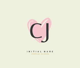 C J CJ Beauty vector initial logo, handwriting logo of initial signature, wedding, fashion, jewerly, boutique, floral and botanical with creative template for any company or business.