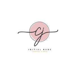 C J CJ Beauty vector initial logo, handwriting logo of initial signature, wedding, fashion, jewerly, boutique, floral and botanical with creative template for any company or business.