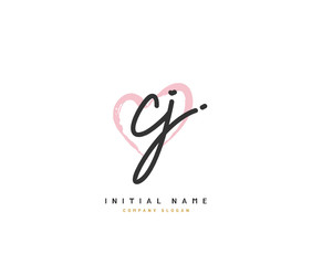 C J CJ Beauty vector initial logo, handwriting logo of initial signature, wedding, fashion, jewerly, boutique, floral and botanical with creative template for any company or business.