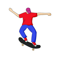 Skateboarder. Vector cartoon illustration. Flat style.