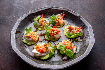 Shrimp in fish sauce, shrimp in fish sauce, hot and spicy, seafood Thai (spicy salad shrimp in fish sauce) , Thai spicy salad