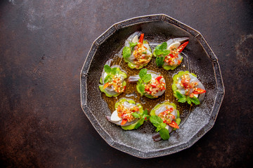 Shrimp in fish sauce, shrimp in fish sauce, hot and spicy, seafood Thai (spicy salad shrimp in fish sauce) , Thai spicy salad