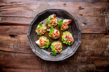 Shrimp in fish sauce, shrimp in fish sauce, hot and spicy, seafood Thai (spicy salad shrimp in fish sauce) , Thai spicy salad