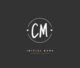 C M CM Beauty vector initial logo, handwriting logo of initial signature, wedding, fashion, jewerly, boutique, floral and botanical with creative template for any company or business.