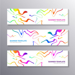 Modern banner template with abstract liquid gradient marble background, Corporate web header, footer