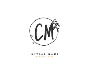 C M CM Beauty vector initial logo, handwriting logo of initial signature, wedding, fashion, jewerly, boutique, floral and botanical with creative template for any company or business.
